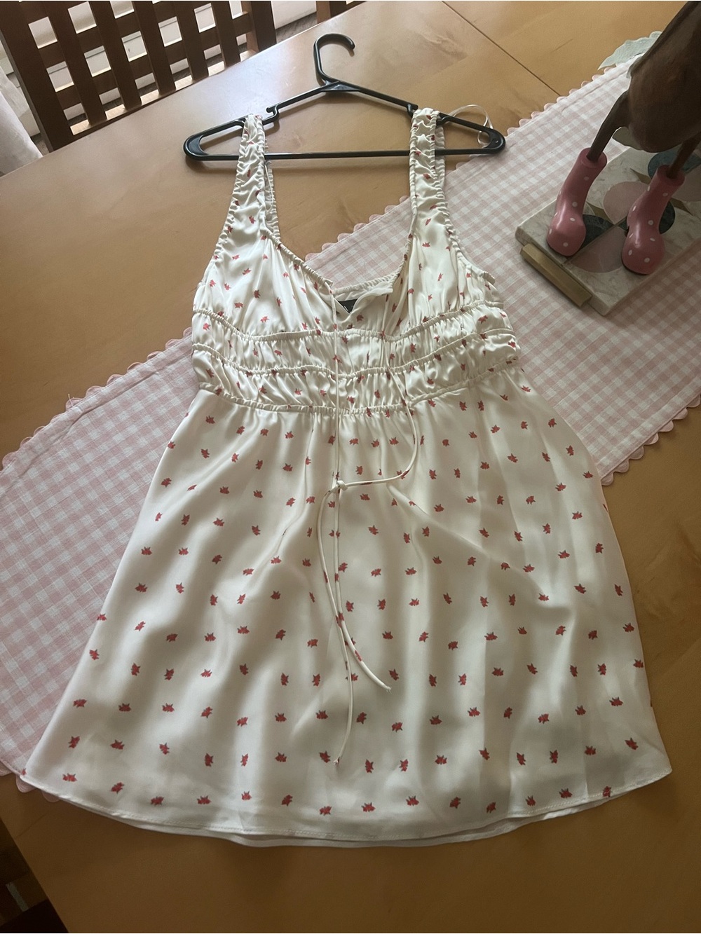 Women’s White Dress with Pink Floral Print